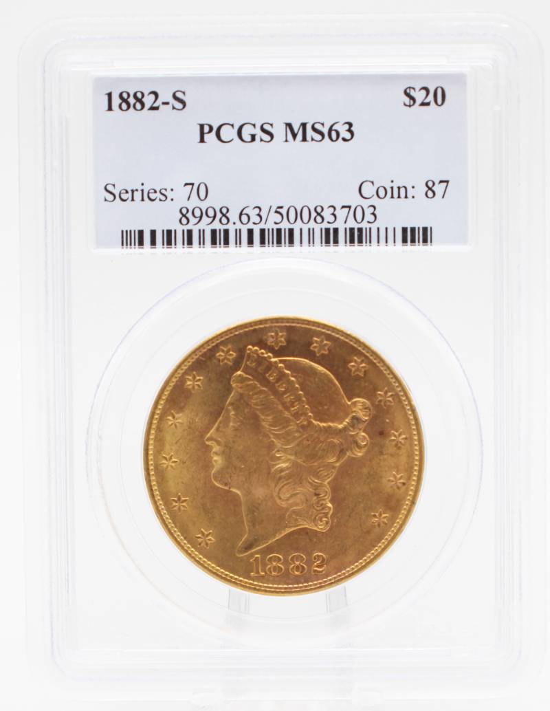 1882-S PCGS MS63 $20 Gold Liberty